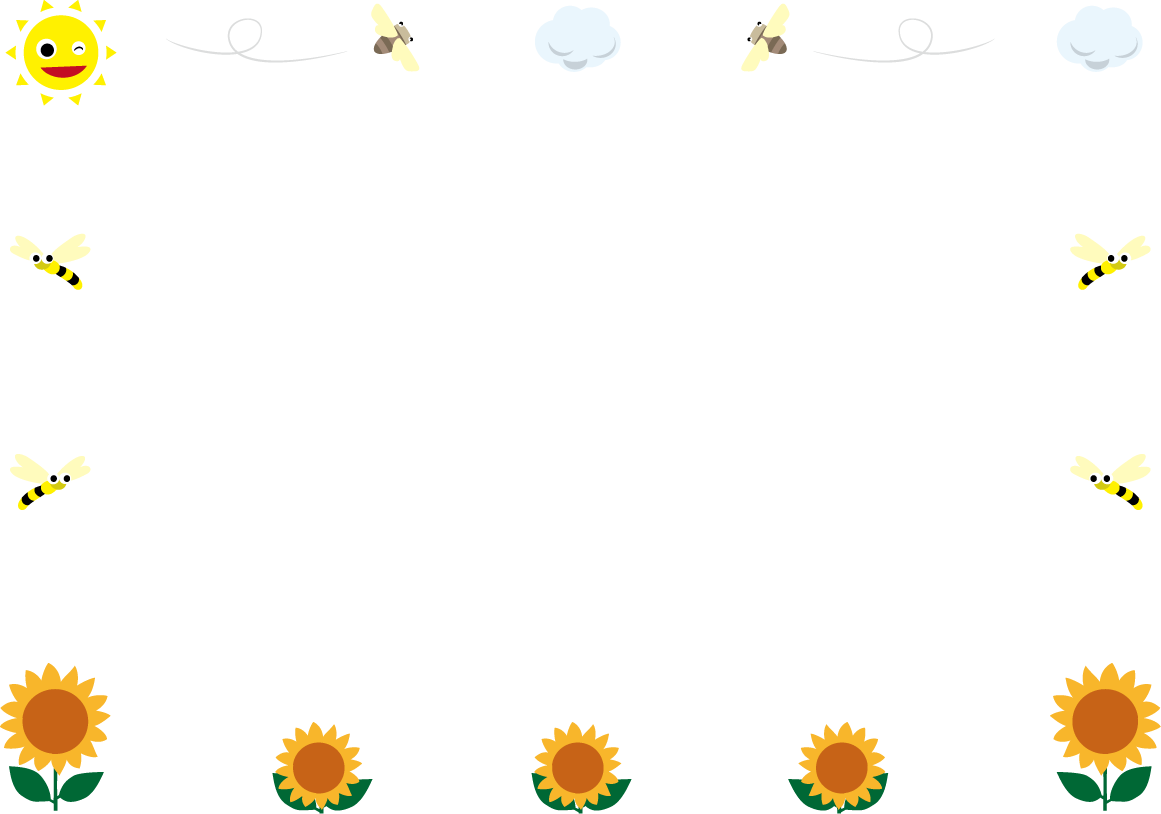 ひまわりとカニの季節の飾り枠 夏のフレーム 無料ビジネスイラスト素材のビジソザ