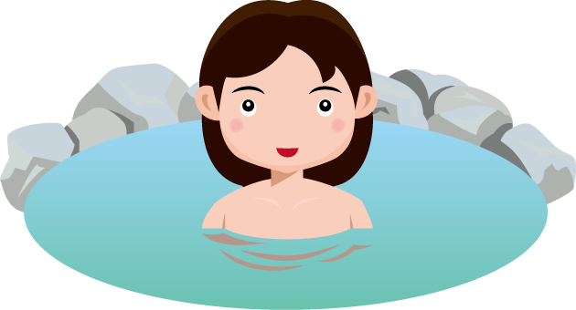 6月26日露天風呂の日のイラスト-入浴する女性