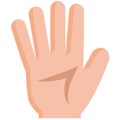 パーの形に全ての指を広げて掌を見せる手のイラスト