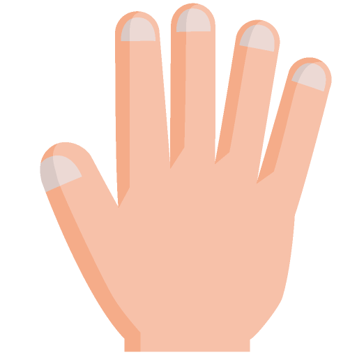 全ての指を広げて手の甲を見せる手のイラスト