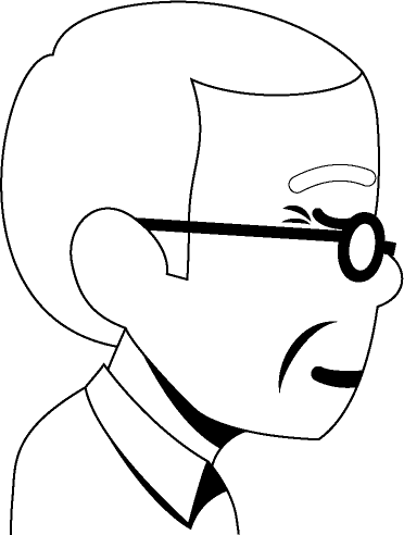 ビジソザフリー素材 かわいい無料イラスト 白髪頭の高齢男性の横顔 ビジソザ