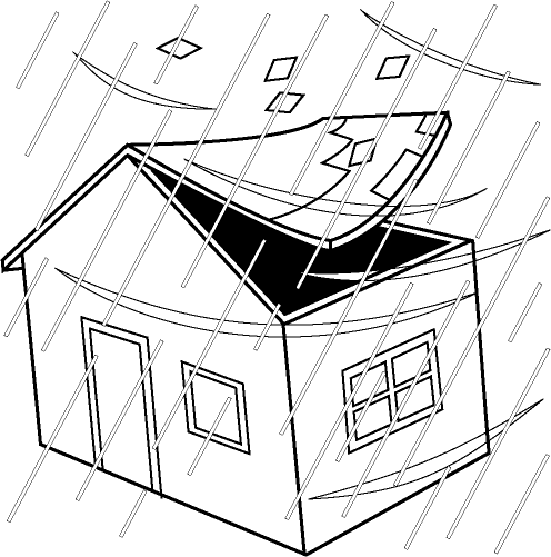 台風no03 屋根が飛ばされる台風被害のイラスト ビジソザ