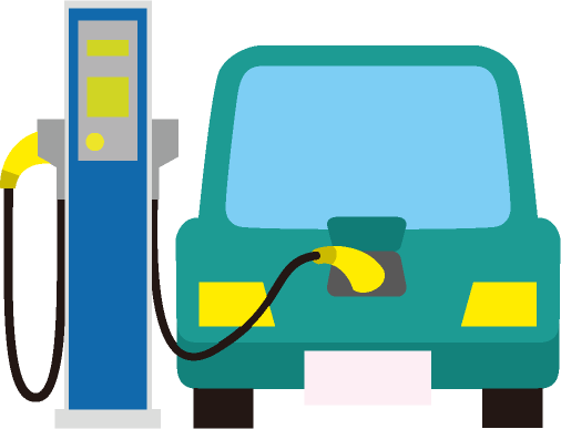 充電ステーションで充電する電気自動車